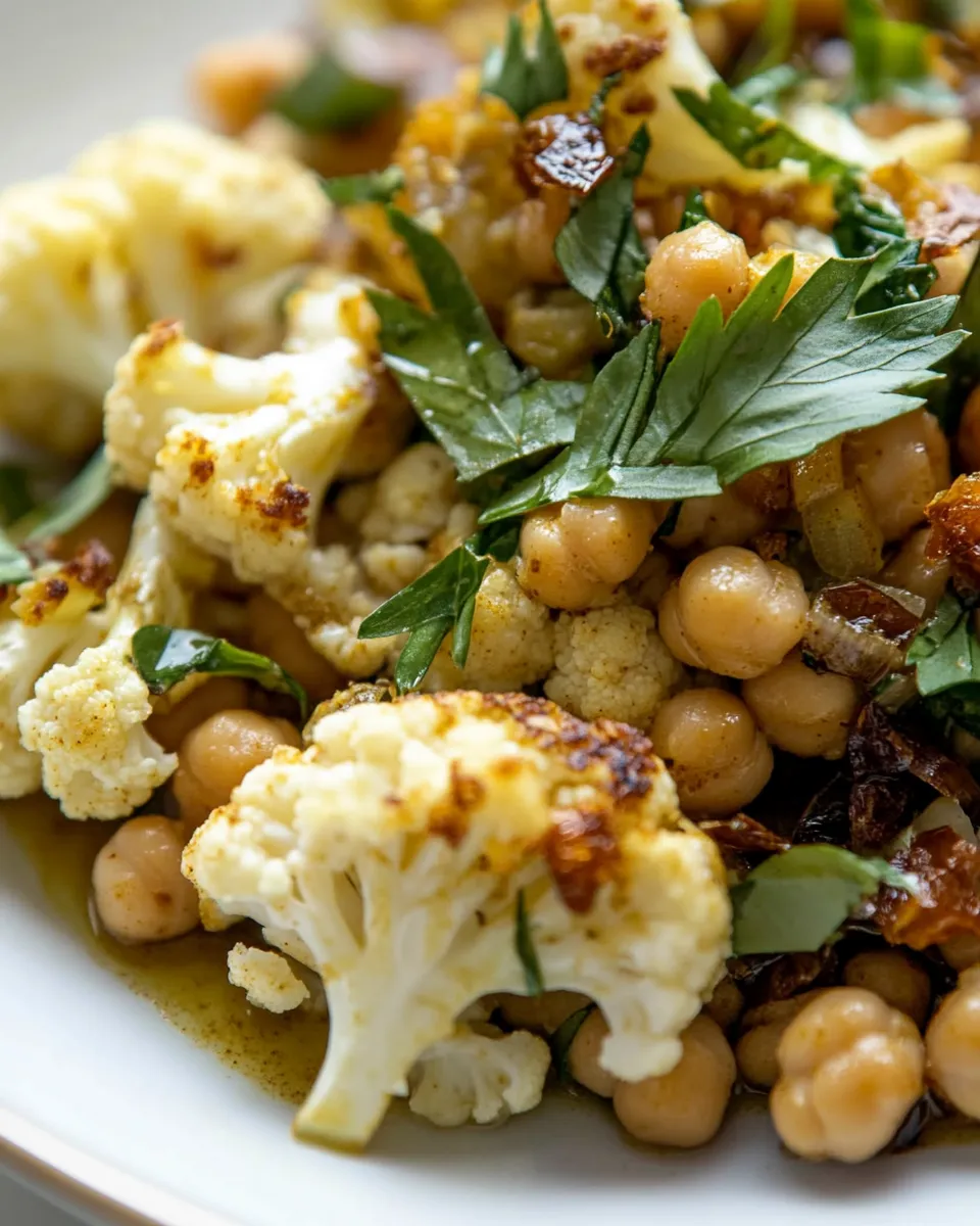 Healthy Chickpeas, Cauliflower, Curry Vinaigrette shot