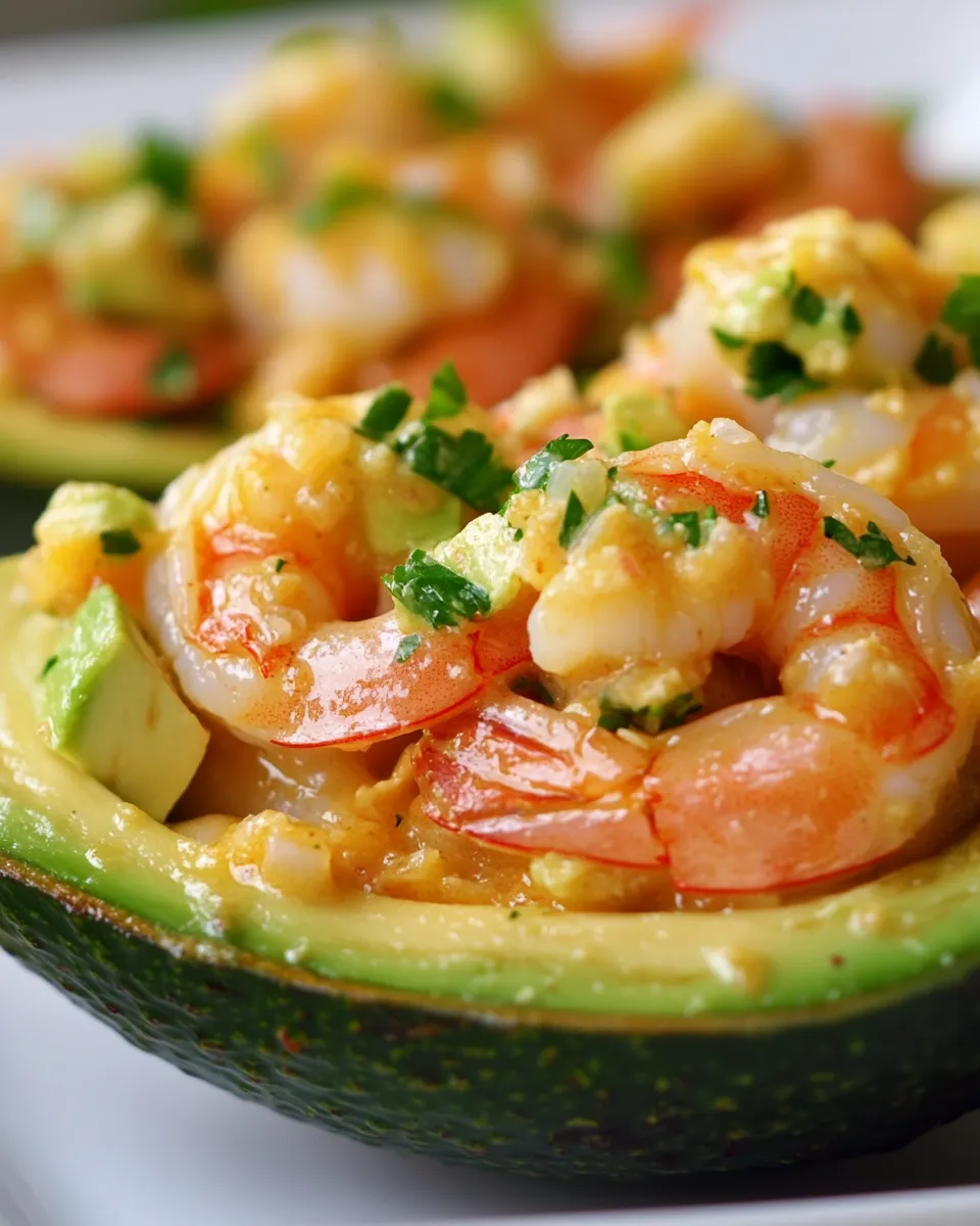 Delicious Grilled Shrimp Salad in an Avocado Shell recipe image
