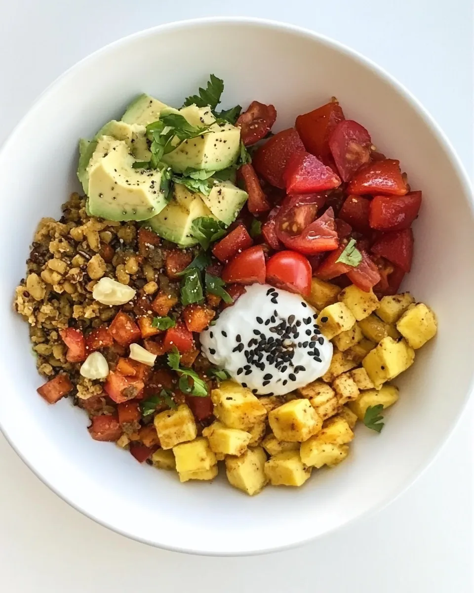 Healthy High-Protein Vegan Breakfast Bowl shot
