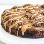 Homemade Lightened-Up Chocolate Peanut Butter Upside Down Banana Cake photo