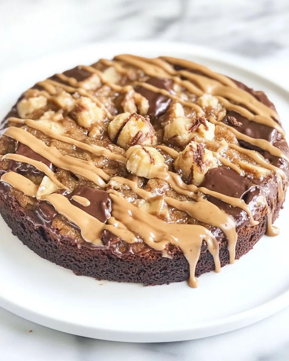 Easy Lightened-Up Chocolate Peanut Butter Upside Down Banana Cake recipe photo