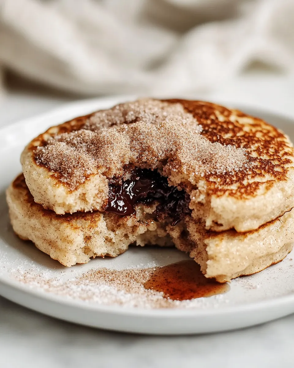 Easy Nutella Stuffed Cinnamon Sugar Donut Pancakes photo