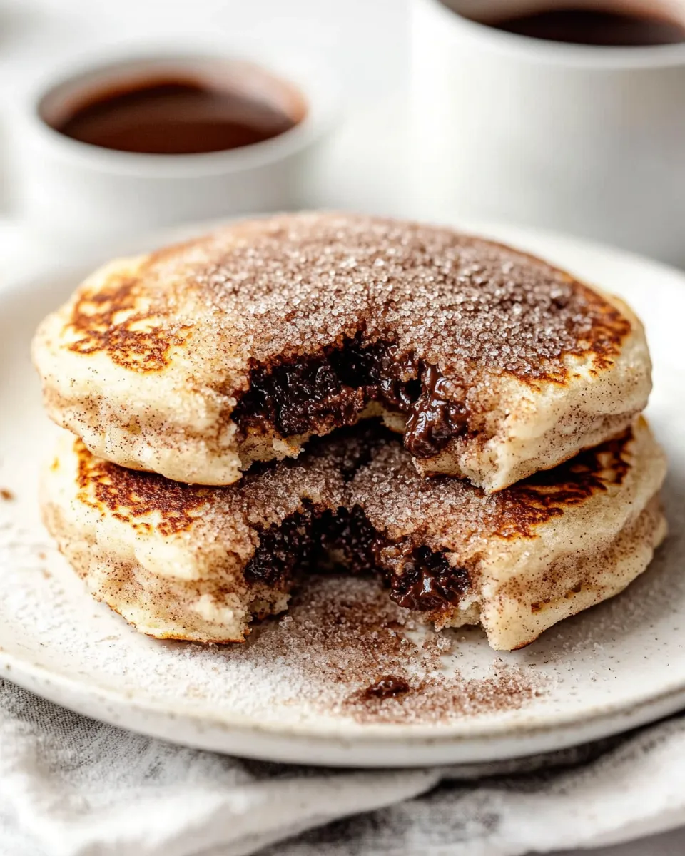 Delicious Nutella Stuffed Cinnamon Sugar Donut Pancakes image