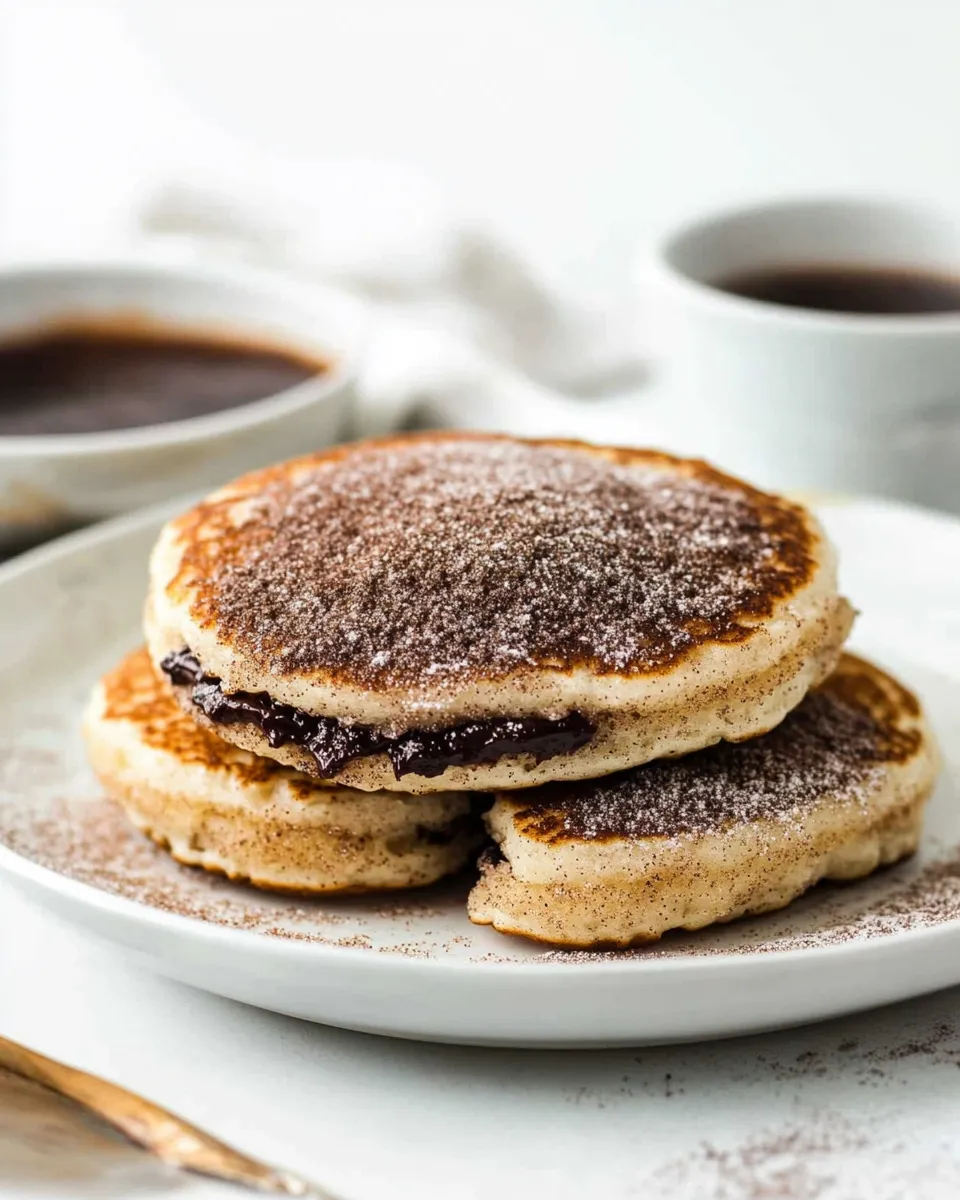 Classic Nutella Stuffed Cinnamon Sugar Donut Pancakes recipe photo