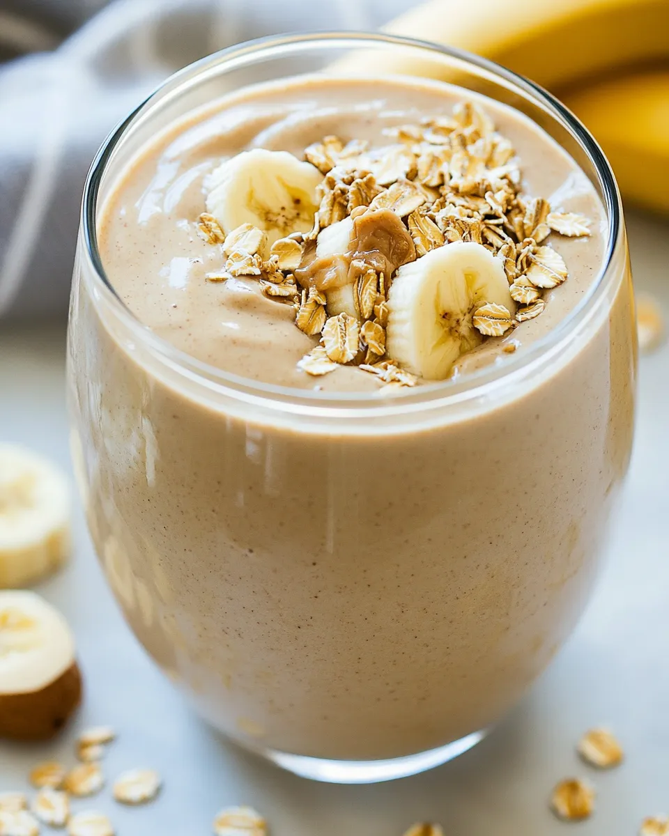 Delicious Peanut Butter Banana Oat Protein Smoothie image