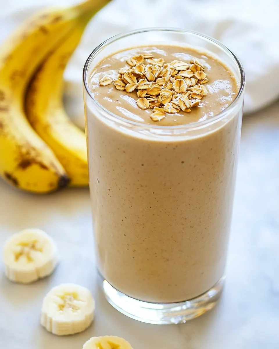 Healthy Peanut Butter Banana Oat Protein Smoothie recipe photo