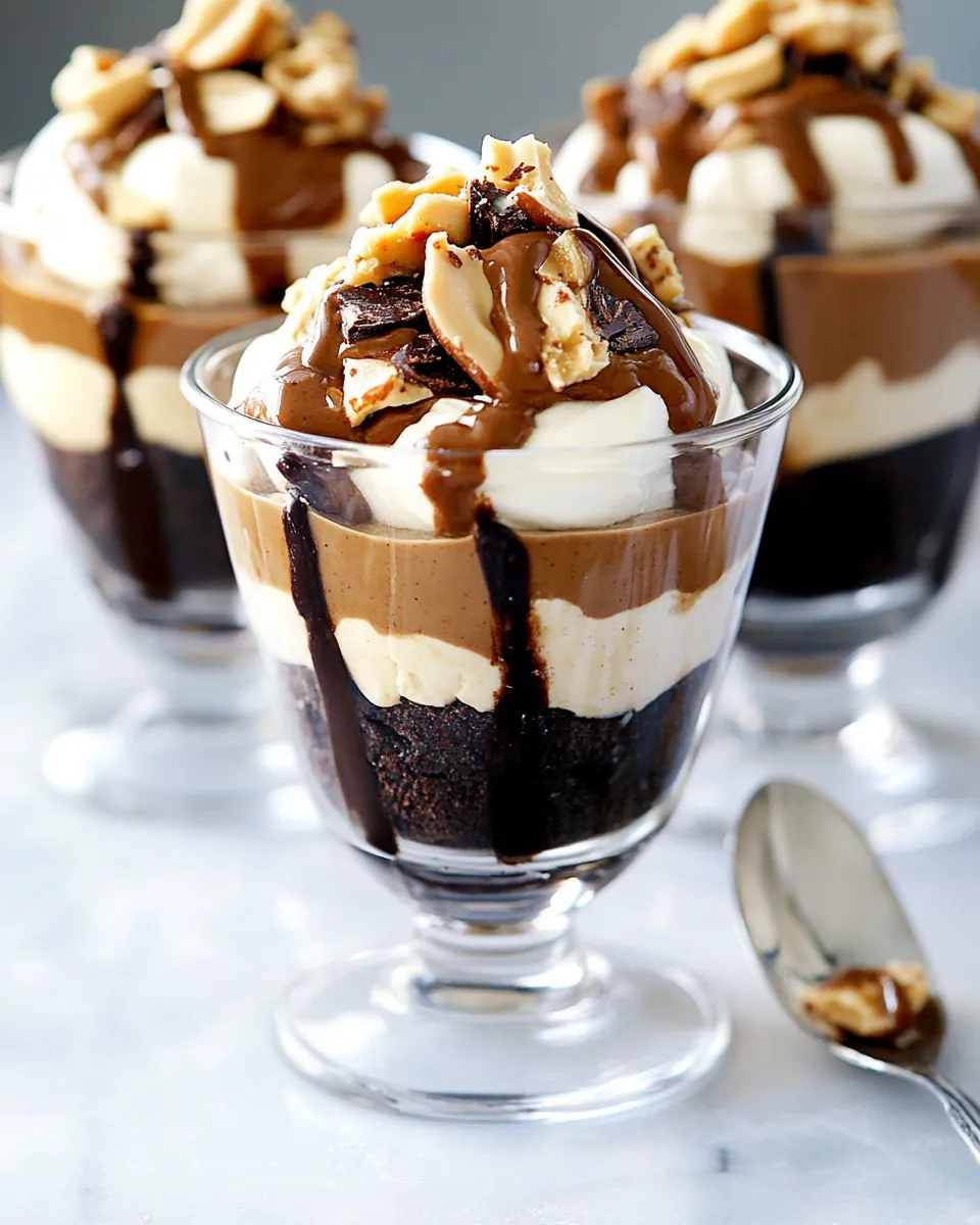 Homemade Peanut Butter Brownie Parfaits photo