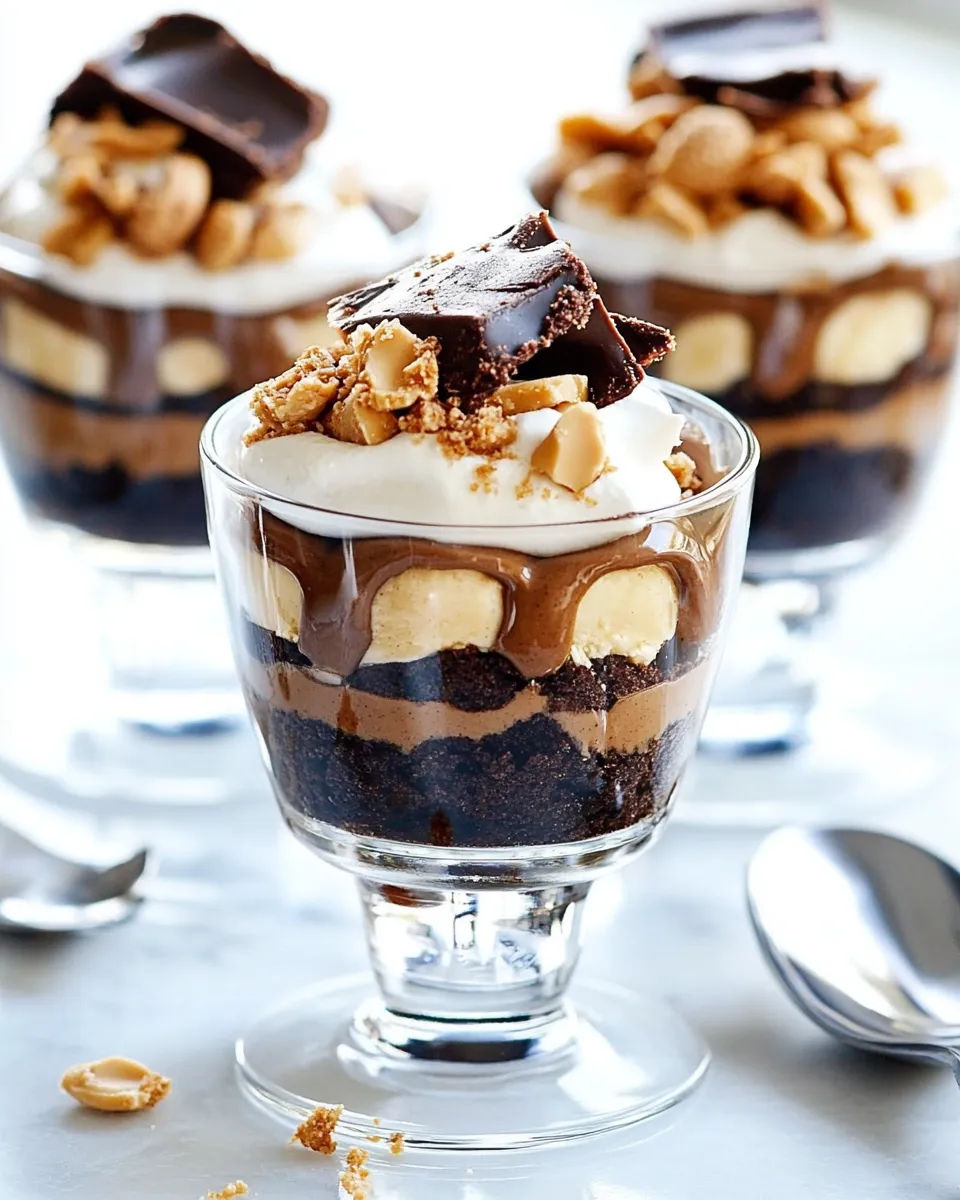 Easy Peanut Butter Brownie Parfaits recipe photo