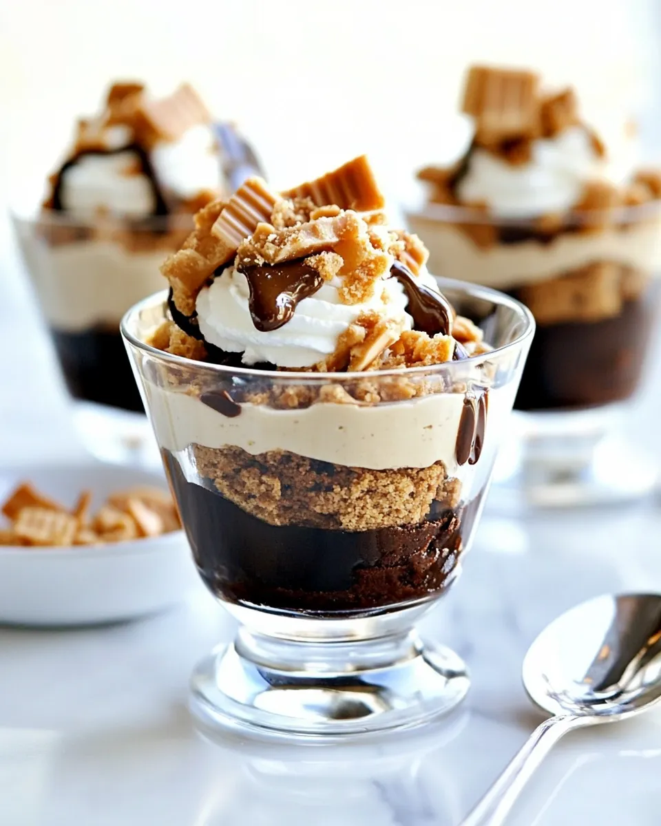 Delicious Peanut Butter Brownie Parfaits shot