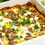 Homemade Sausage, Mushrooms, and Feta Baked with Eggs photo