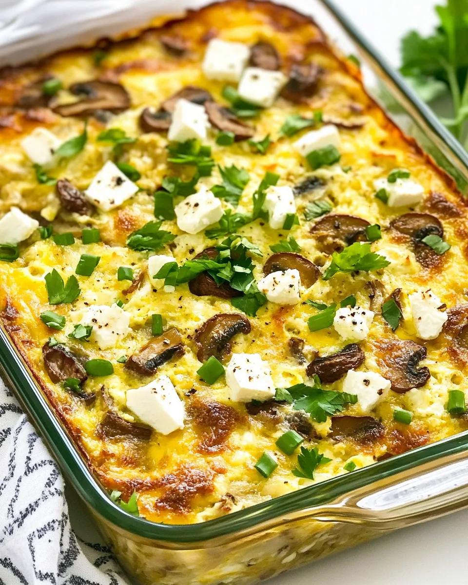 Classic Sausage, Mushrooms, and Feta Baked with Eggs image