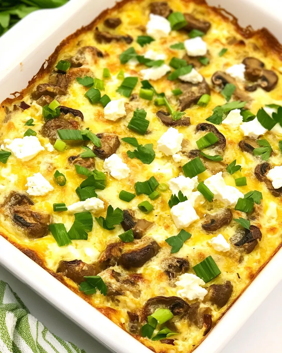 Delicious Sausage, Mushrooms, and Feta Baked with Eggs shot