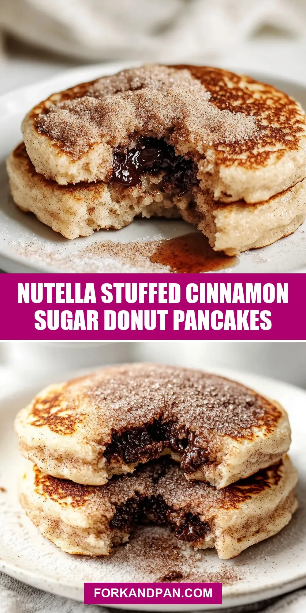 Easy Nutella Stuffed Cinnamon Sugar Donut Pancakes Recipe