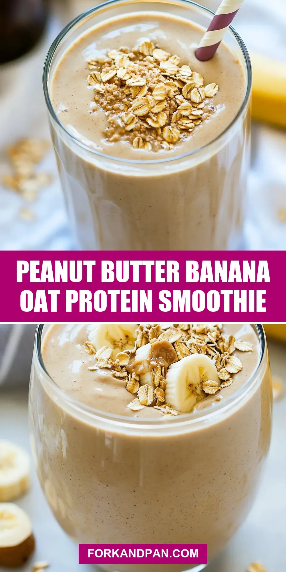 Easy Peanut Butter Banana Oat Protein Smoothie Recipe