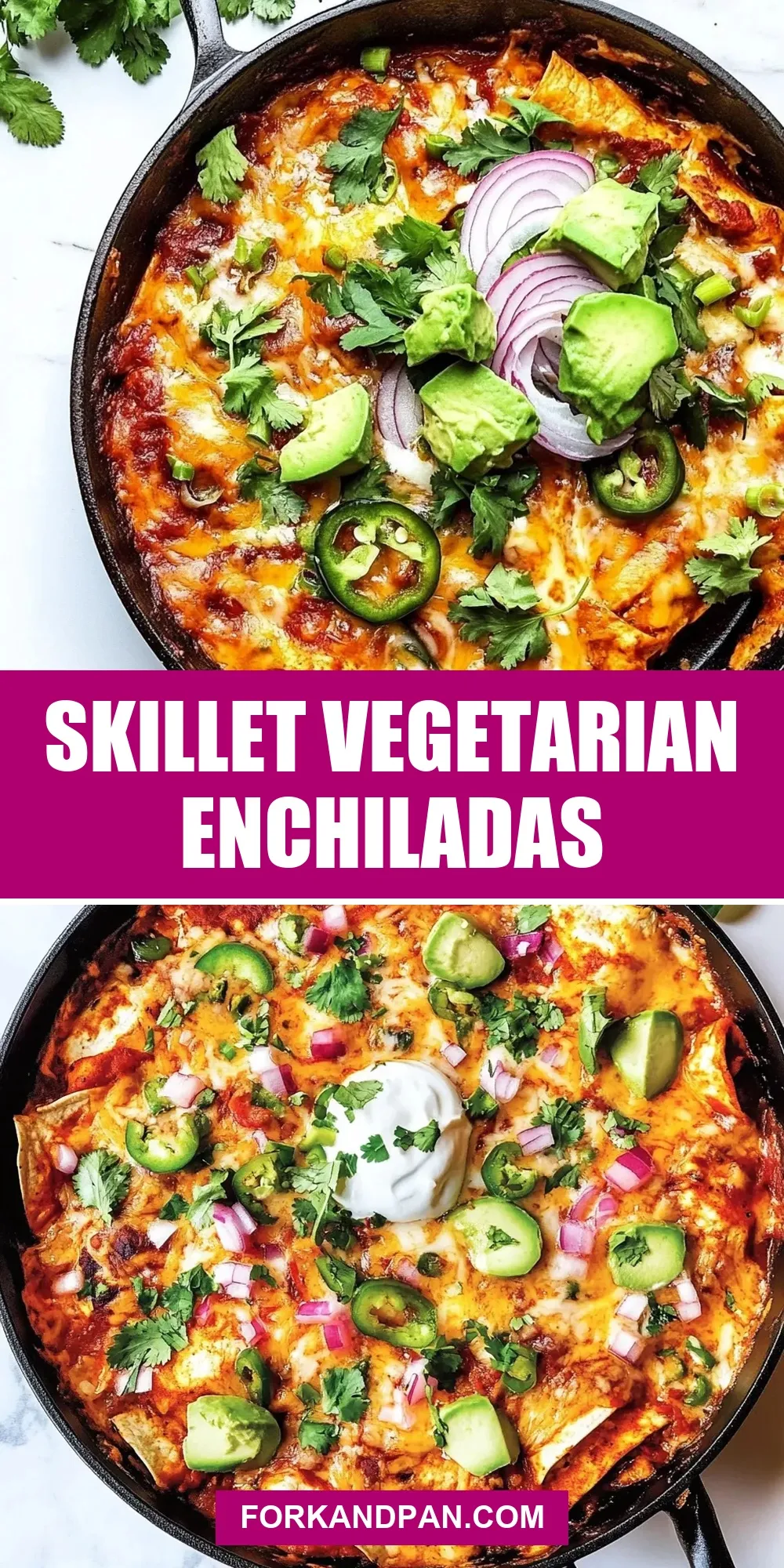 Skillet Vegetarian Enchiladas (Creamy & Delicious)