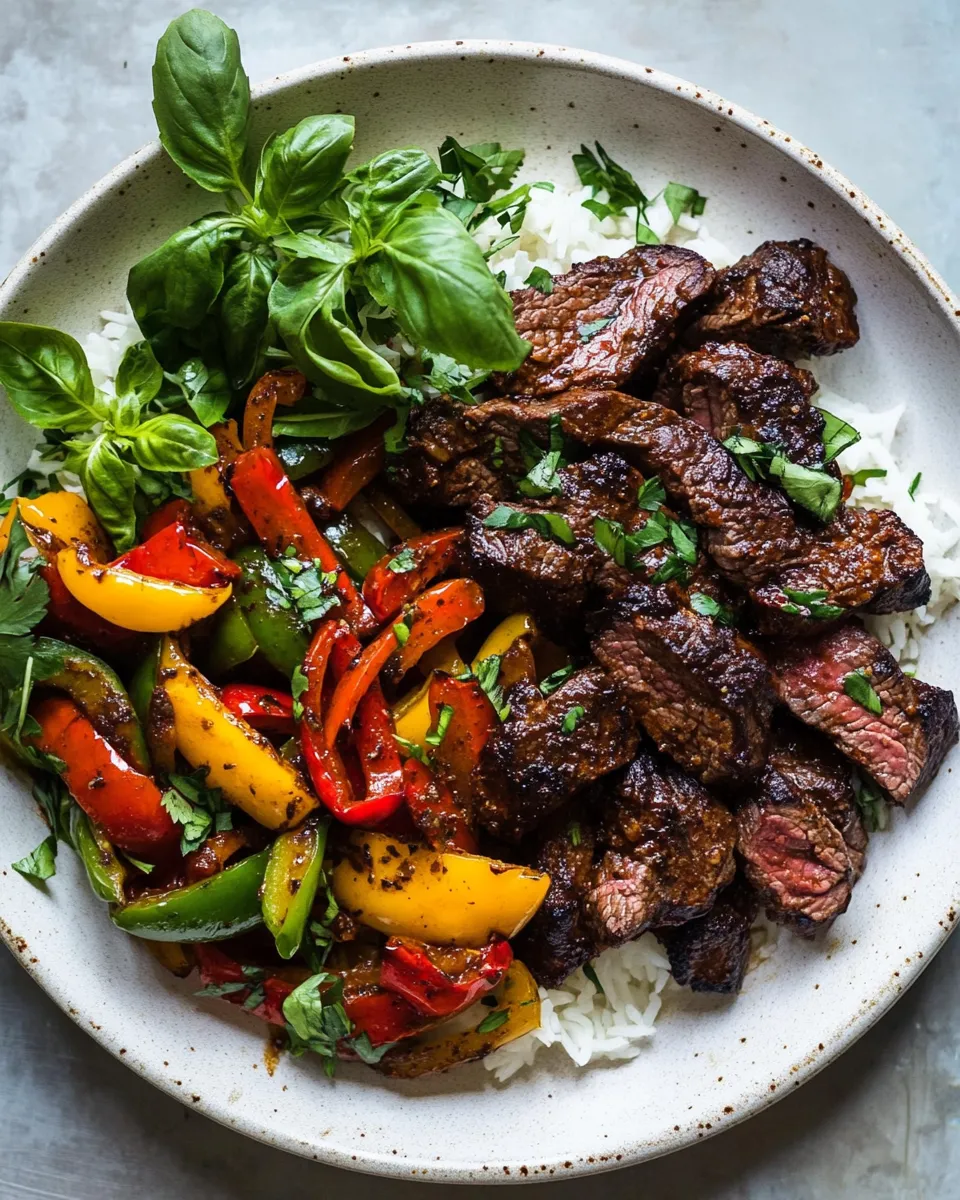 Savory 30 Minute Cajun Butter Steak and Peppers. photo