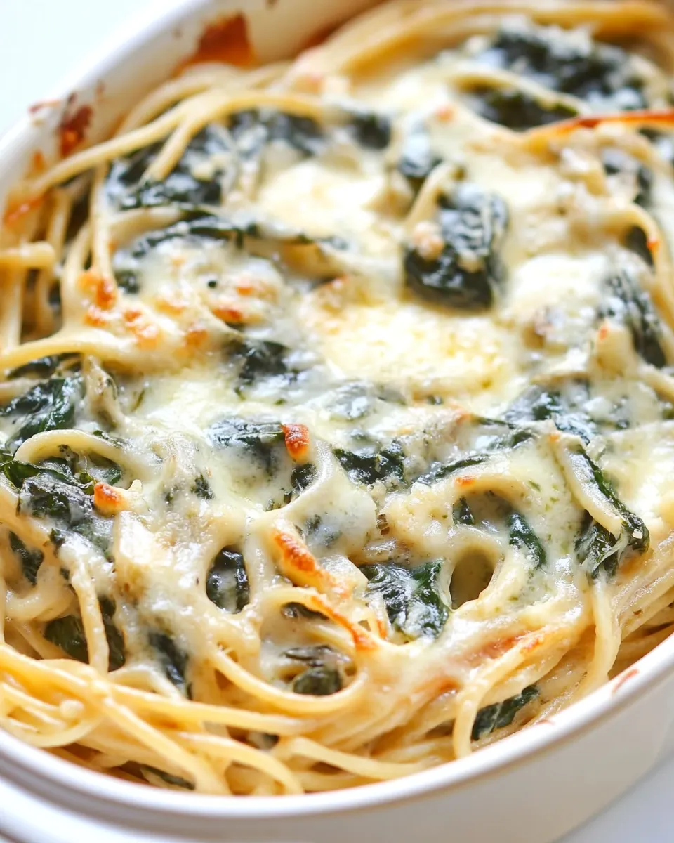Healthy 5-Ingredient Spinach & Pasta Alfredo shot