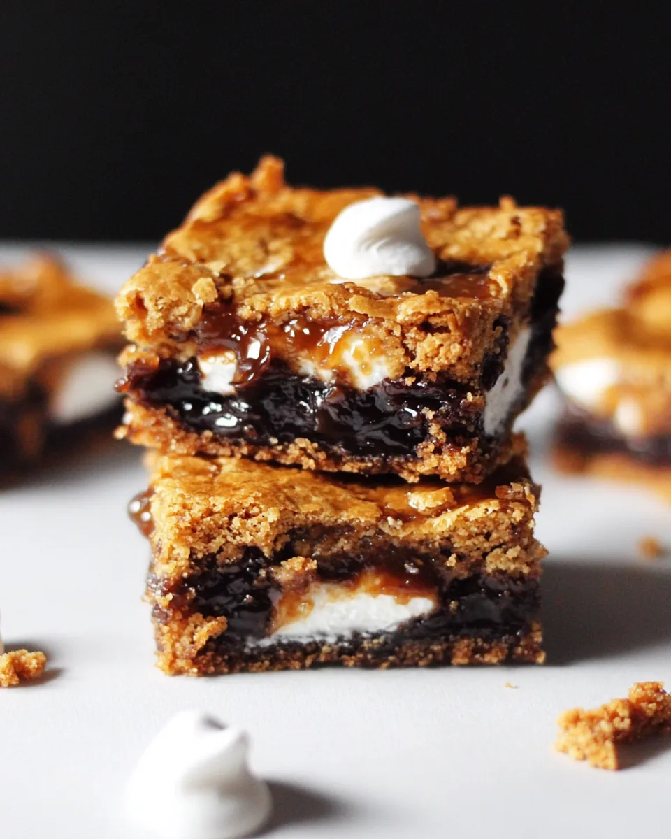 Classic 5 Ingredient Caramelized Smores Cookie Bars image