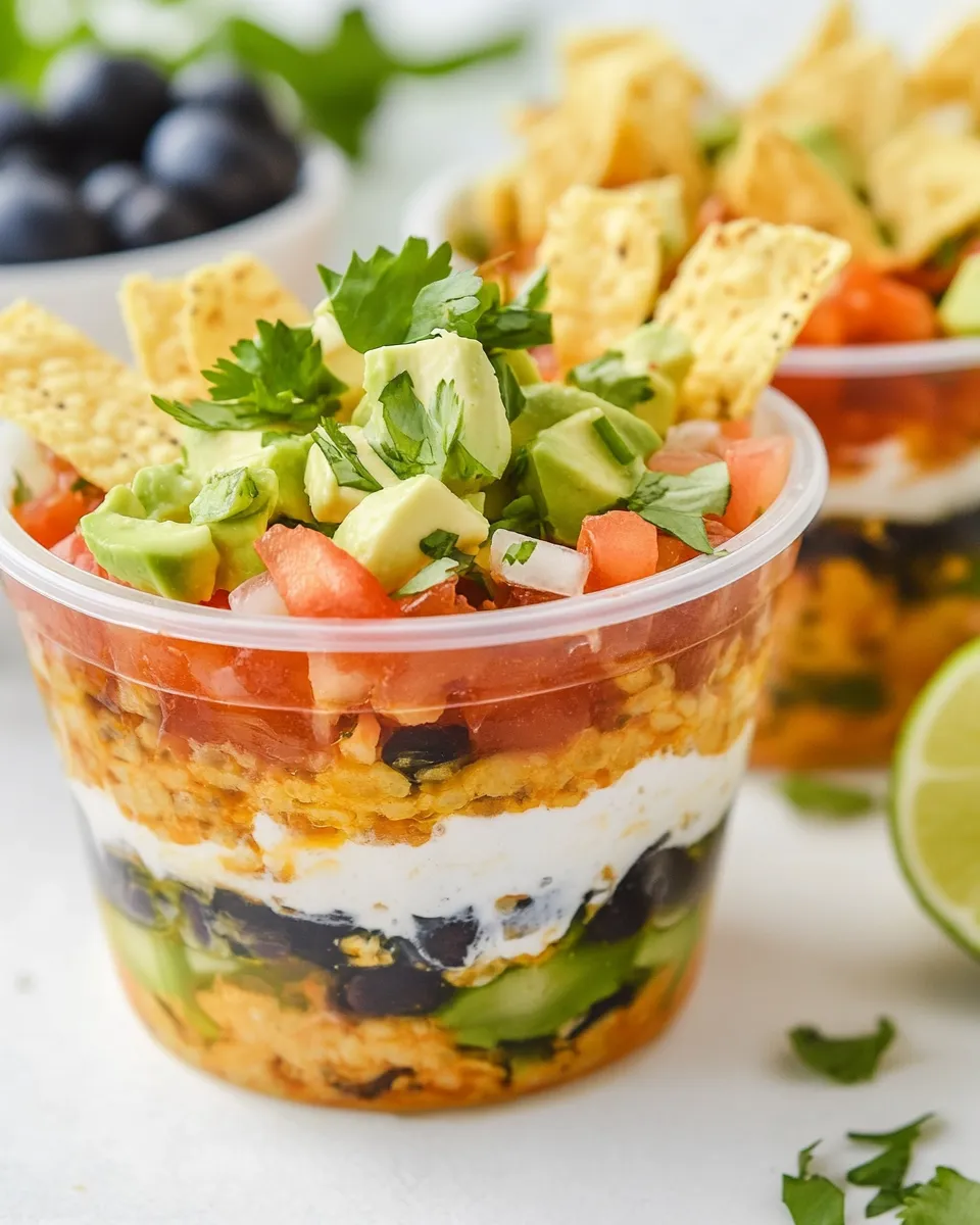 Delicious 7 Layer Dip Cups shot