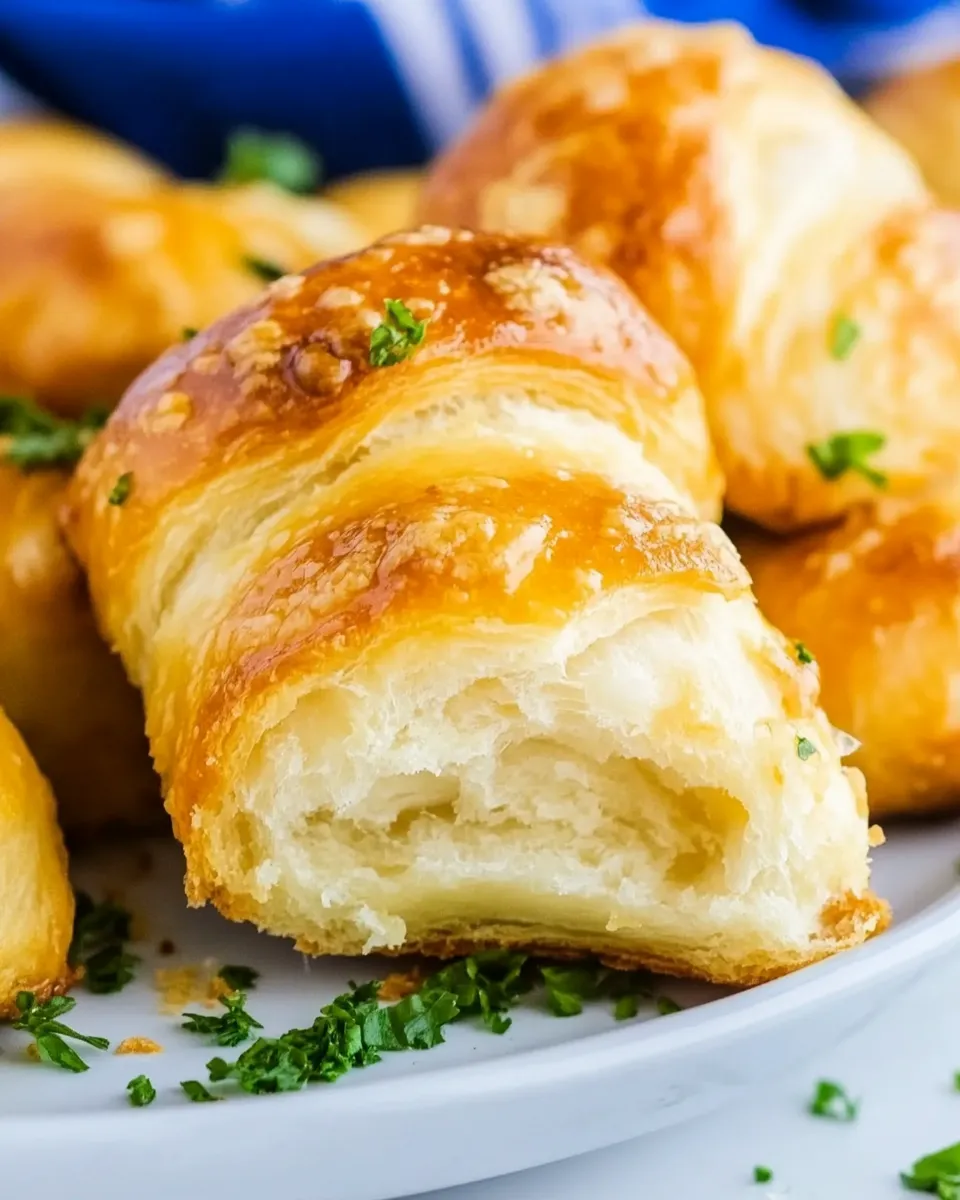 Delicious Air Fryer Cheesy Garlic Crescent Rolls plate image