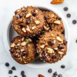 Homemade Almond Flour Paleo Banana Nut Muffins With Chocolate Chips photo