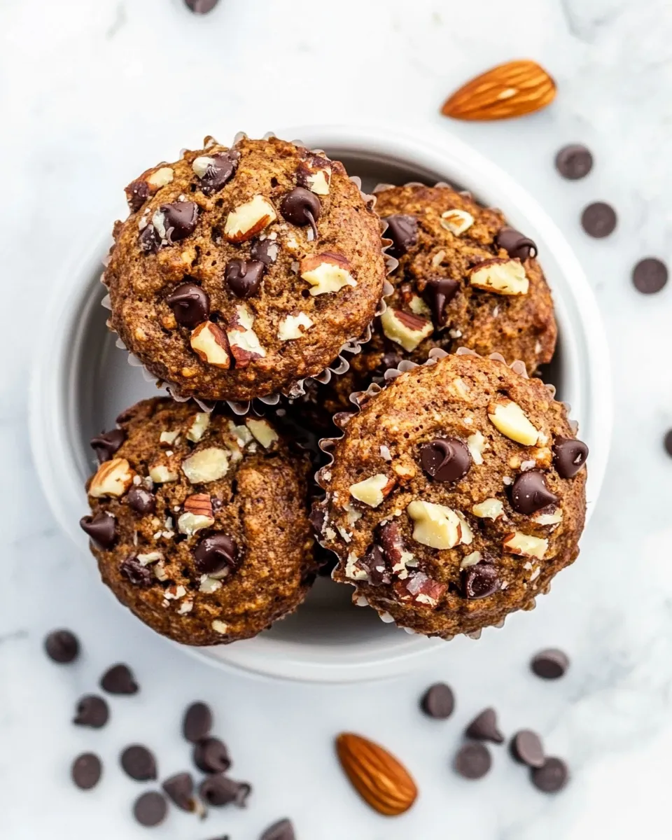 Homemade Almond Flour Paleo Banana Nut Muffins With Chocolate Chips photo