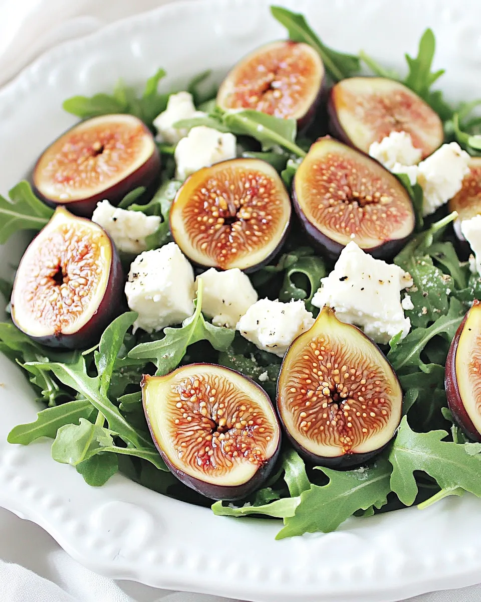Easy Arugula Fig Salad with Goat Cheese food shot