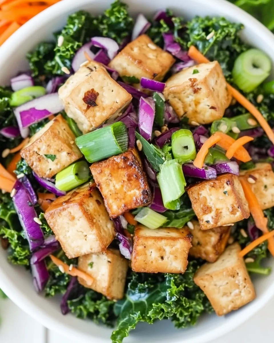 Homemade Asian Kale & Tofu Salad (Protein-Rich!) photo