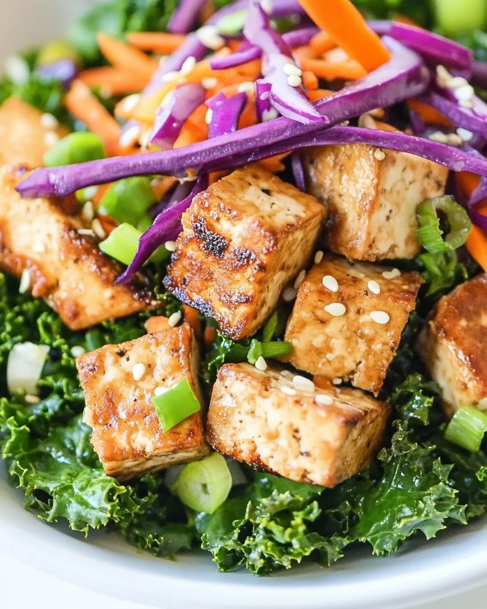 Healthy Asian Kale & Tofu Salad (Protein-Rich!) recipe photo