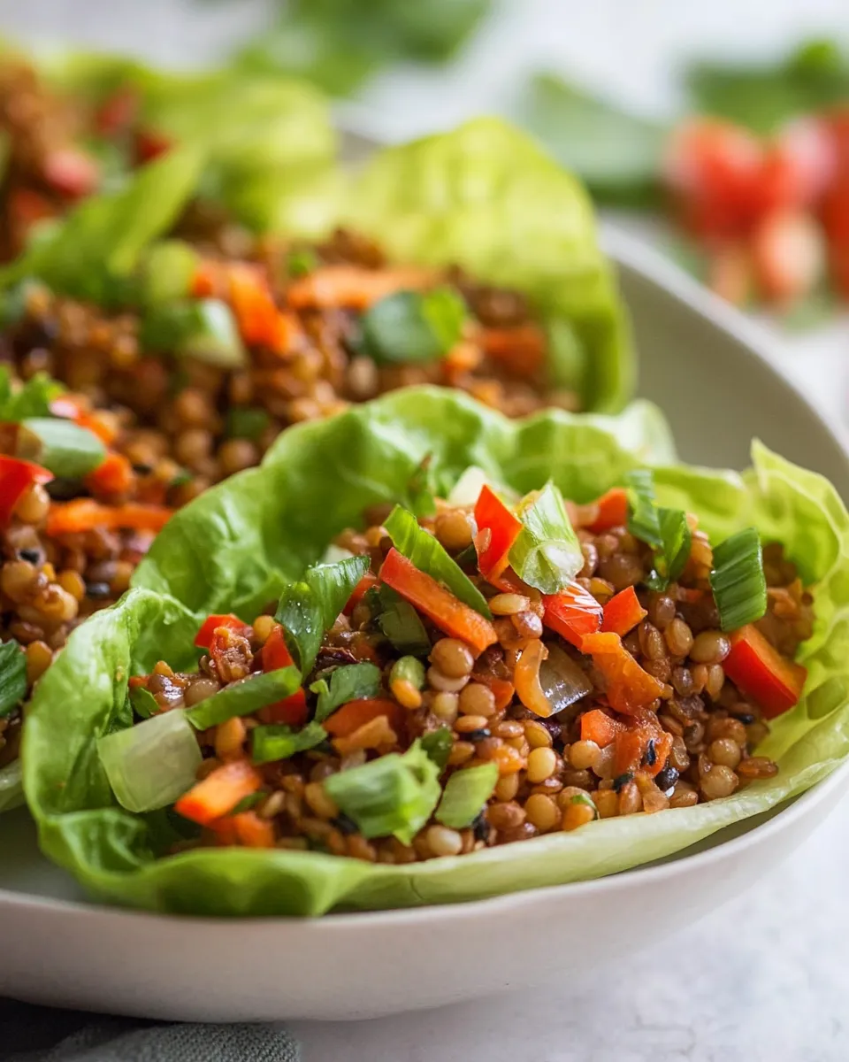 Classic Asian Lentil Lettuce Wraps image