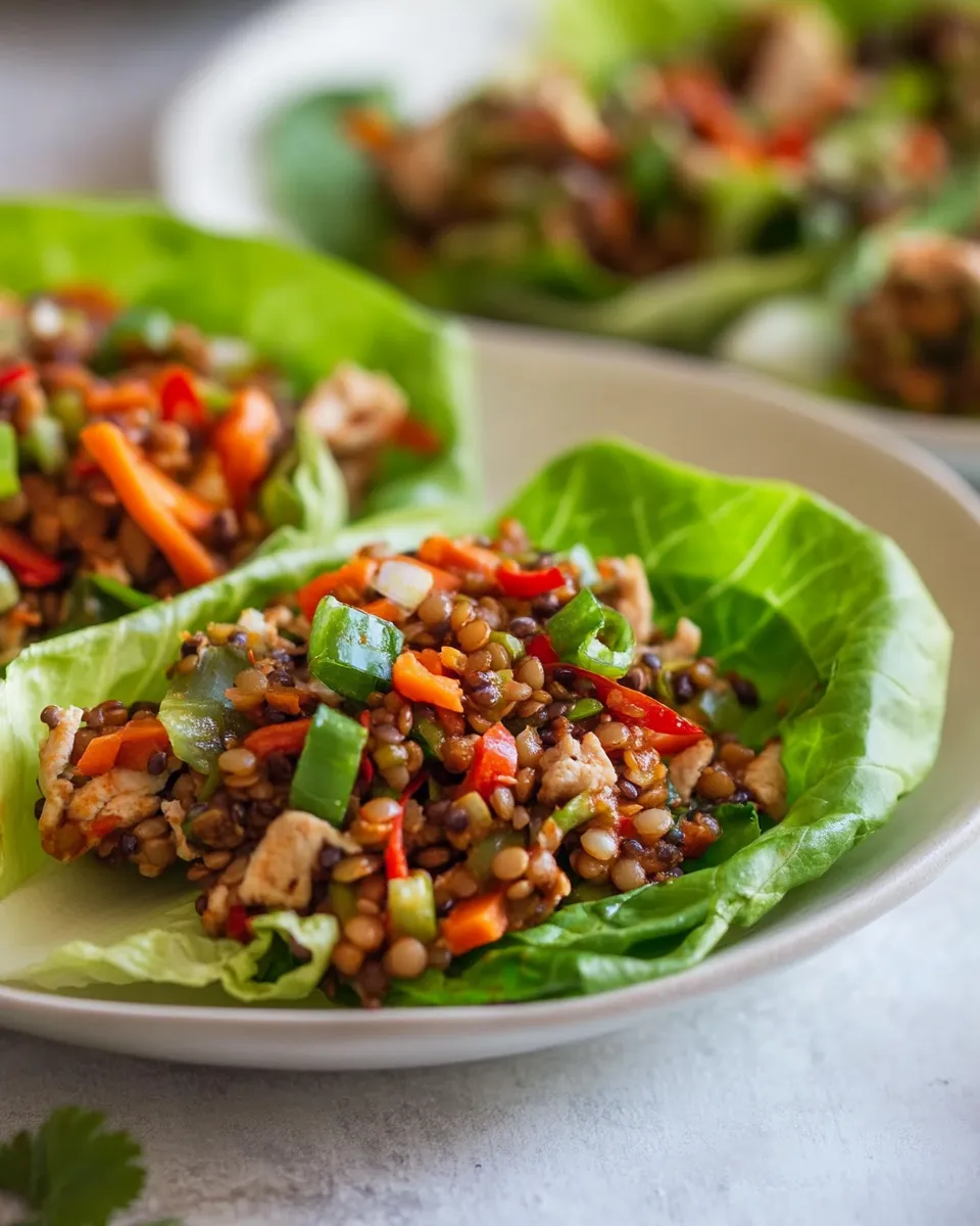 Easy Asian Lentil Lettuce Wraps recipe photo