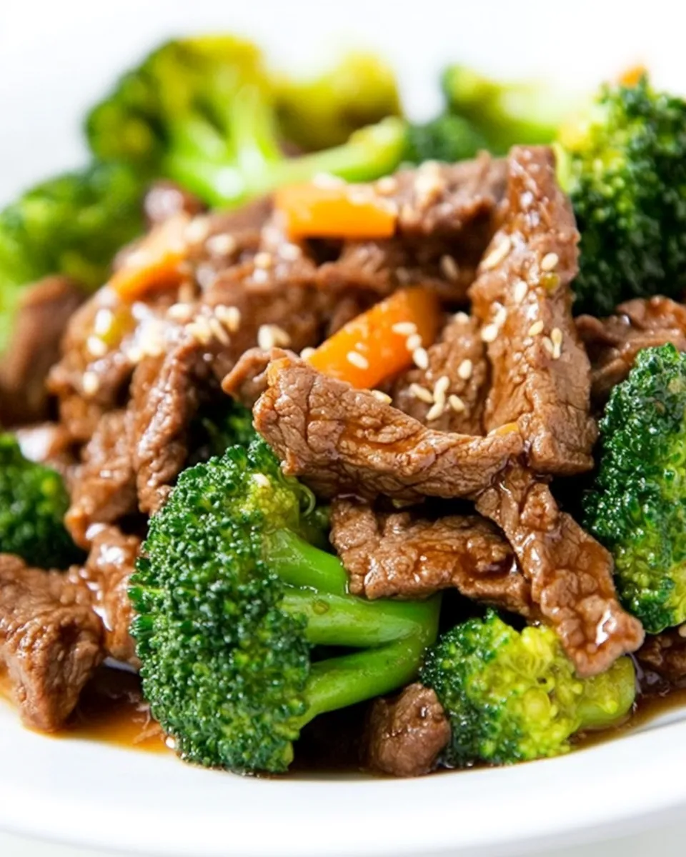 Delicious Asian Style Beef & Broccoli shot