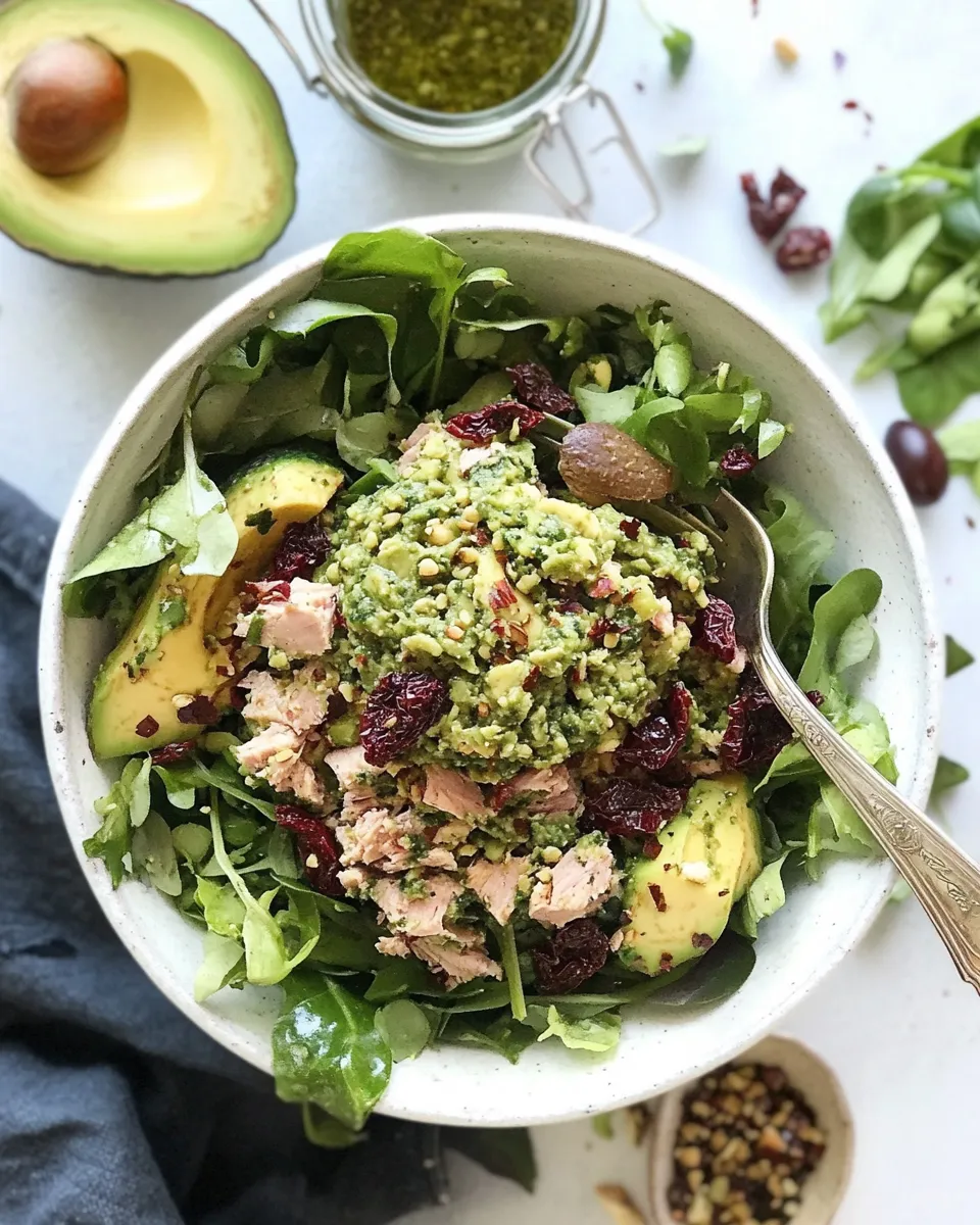 Delicious Avocado Pesto Tuna Salad with Sun-Dried Tomatoes image