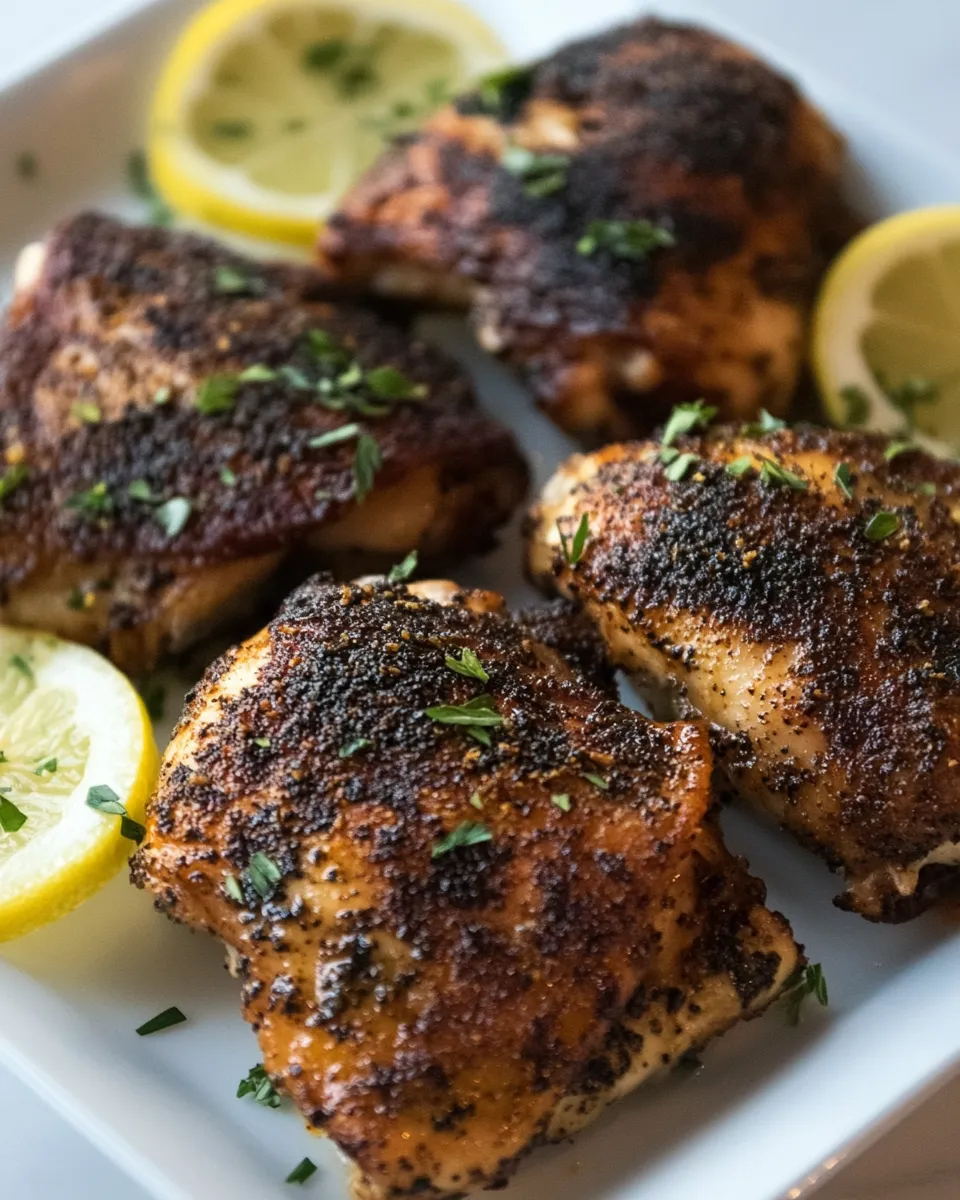 Savory Baked Blackened Chicken Thighs recipe photo