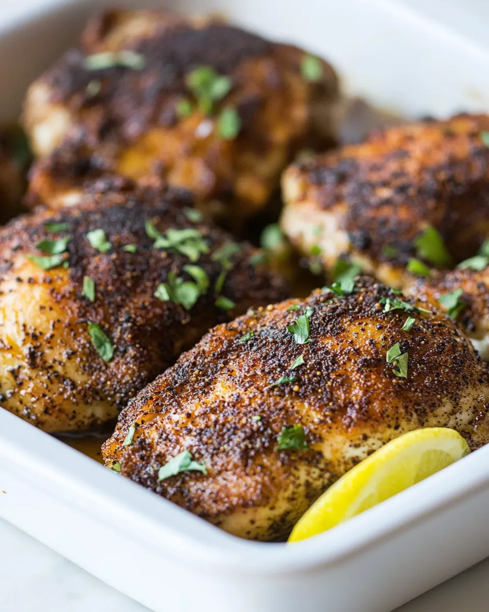 Quick Baked Blackened Chicken Thighs food shot