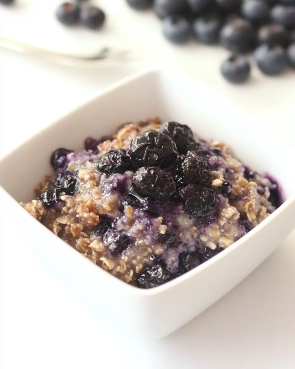 Healthy Baked Blueberry Coconut Oatmeal dish photo