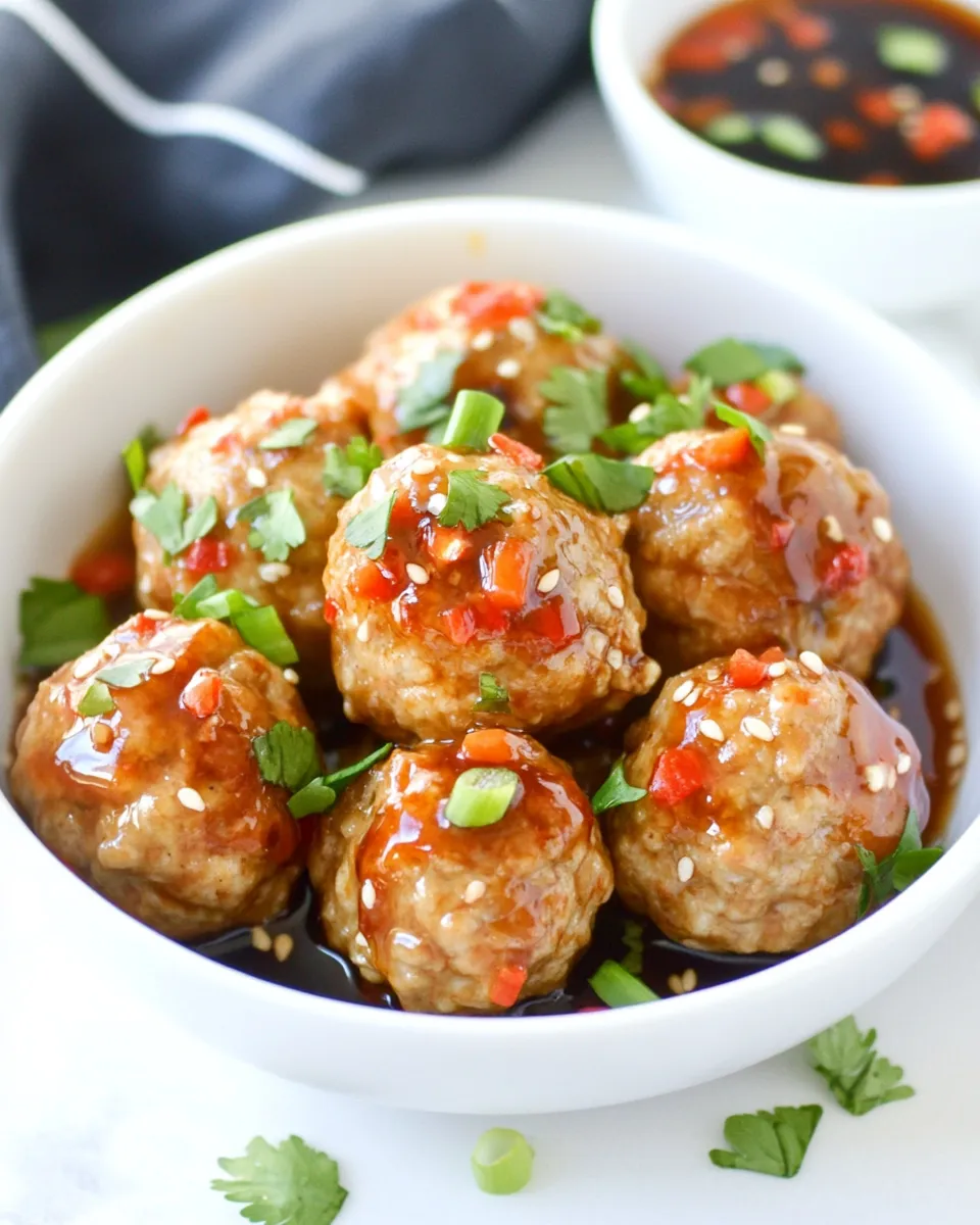 Delicious Baked Chicken Meatballs with Sweet Oyster Sauce image