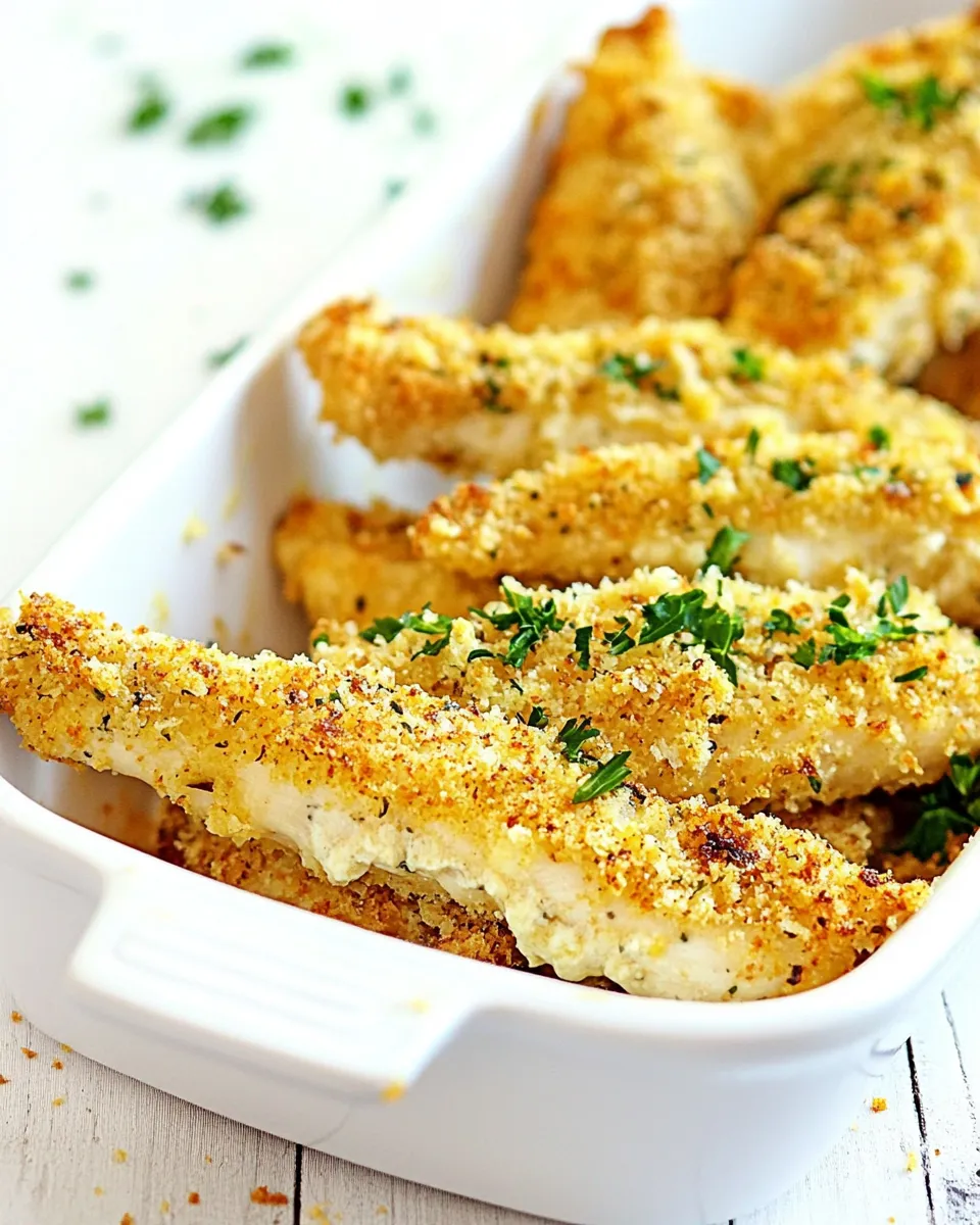 Classic Baked Garlic Cheddar Chicken Strips dish photo