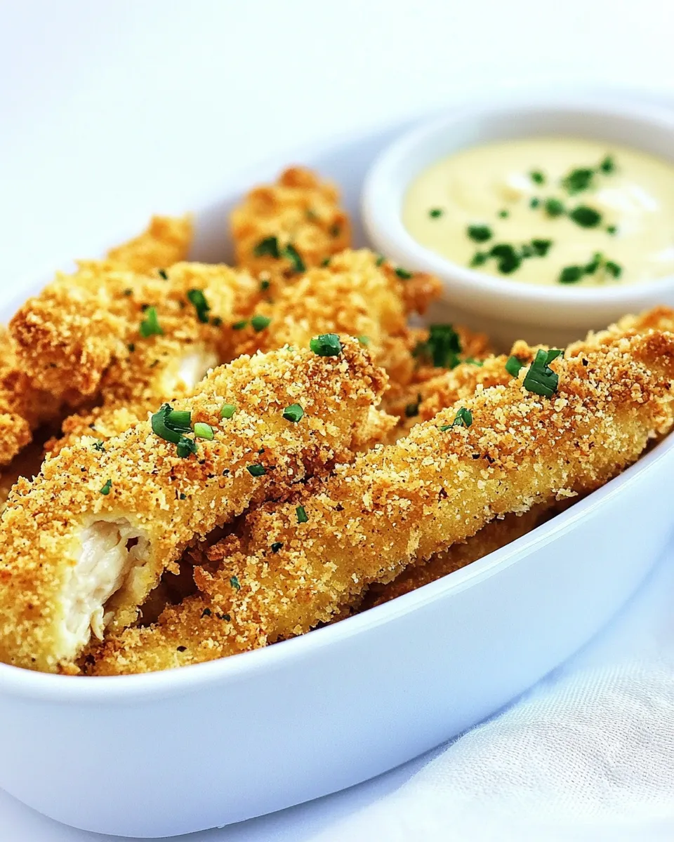 Easy Baked Garlic Cheddar Chicken Strips food shot