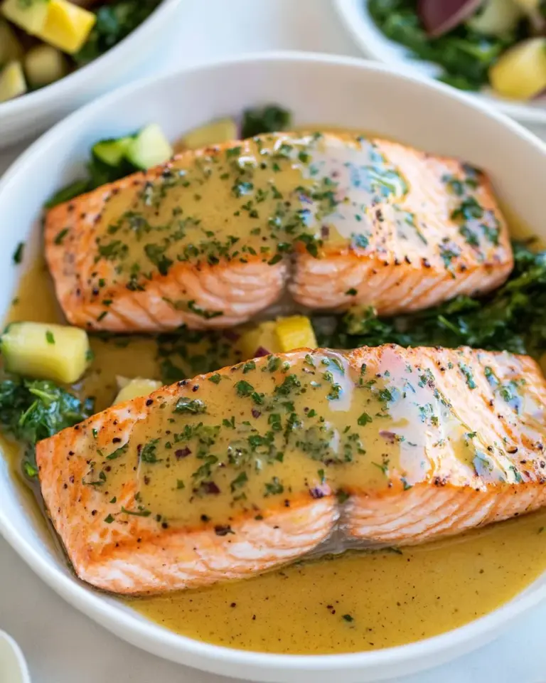 Easy Baked Salmon with Buttery Honey Mustard Sauce photo