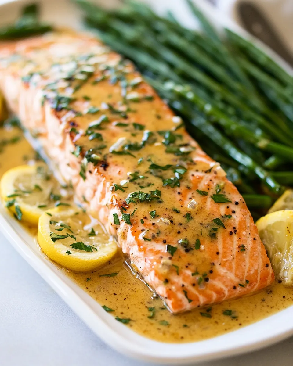 Delicious Baked Salmon with Buttery Honey Mustard Sauce image