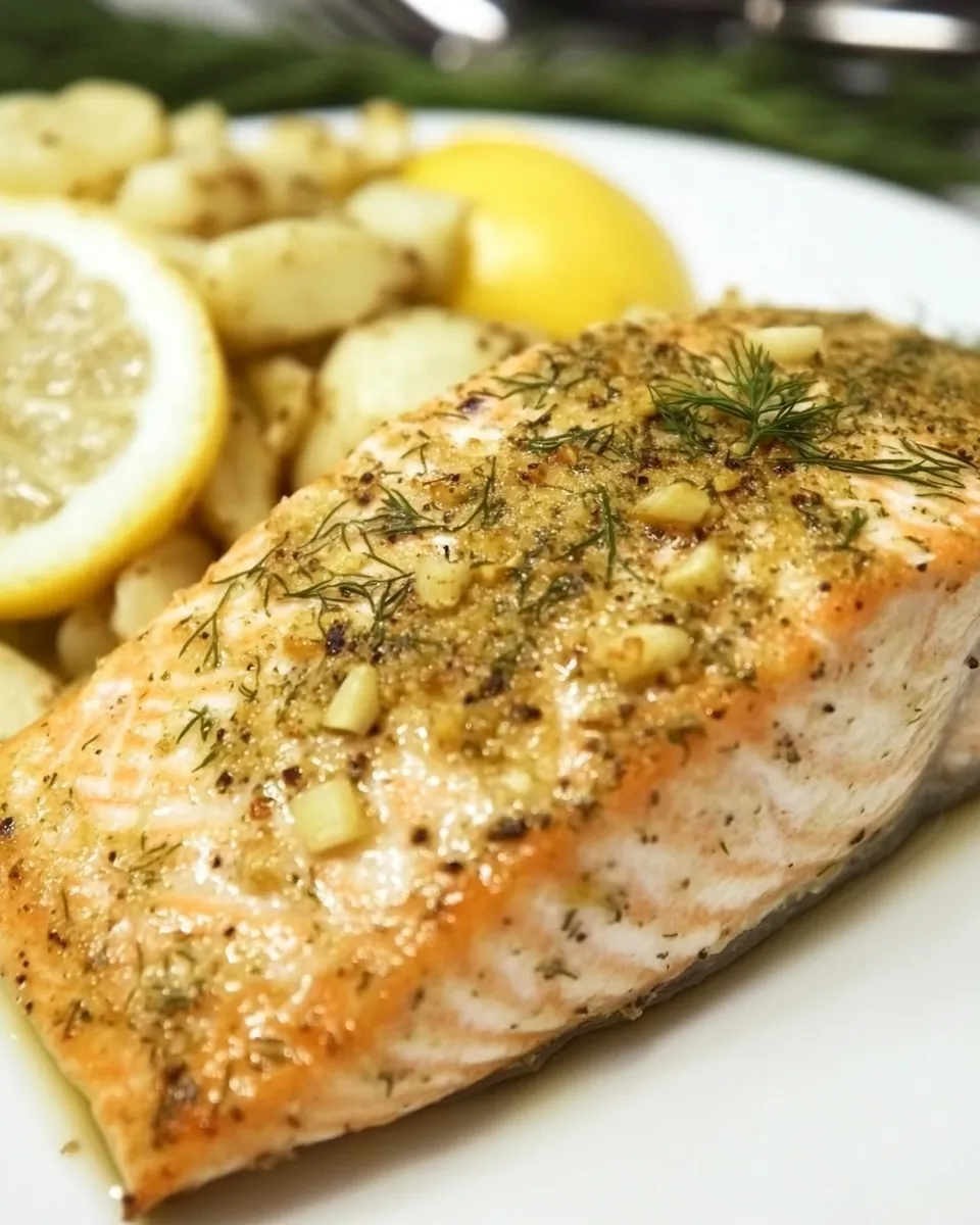 Quick Baked Salmon with Dill and Garlic recipe image