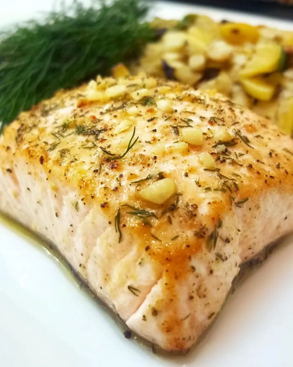 Delicious Baked Salmon with Dill and Garlic dish photo