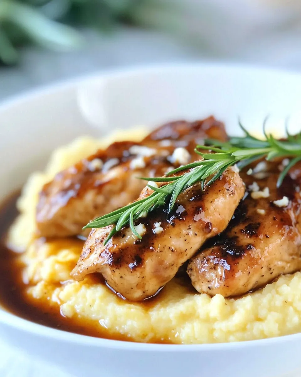 Delicious Balsamic Orange Glazed Chicken with Creamy Goat Cheese Polenta image