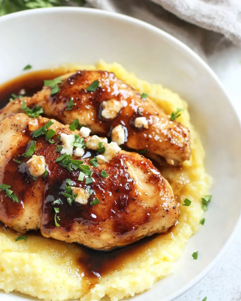 Easy Balsamic Orange Glazed Chicken with Creamy Goat Cheese Polenta recipe photo