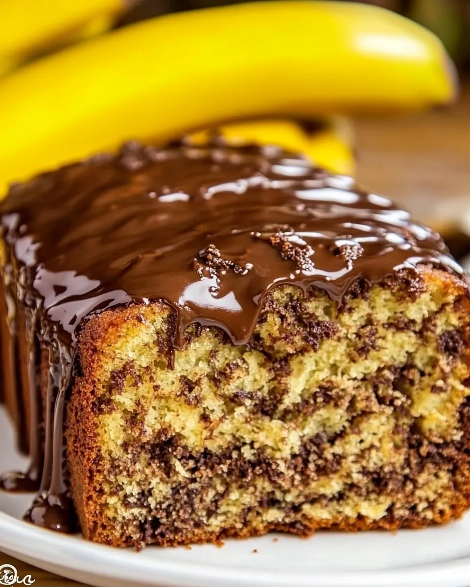 Homemade Banana Bread with Chocolate Glaze photo