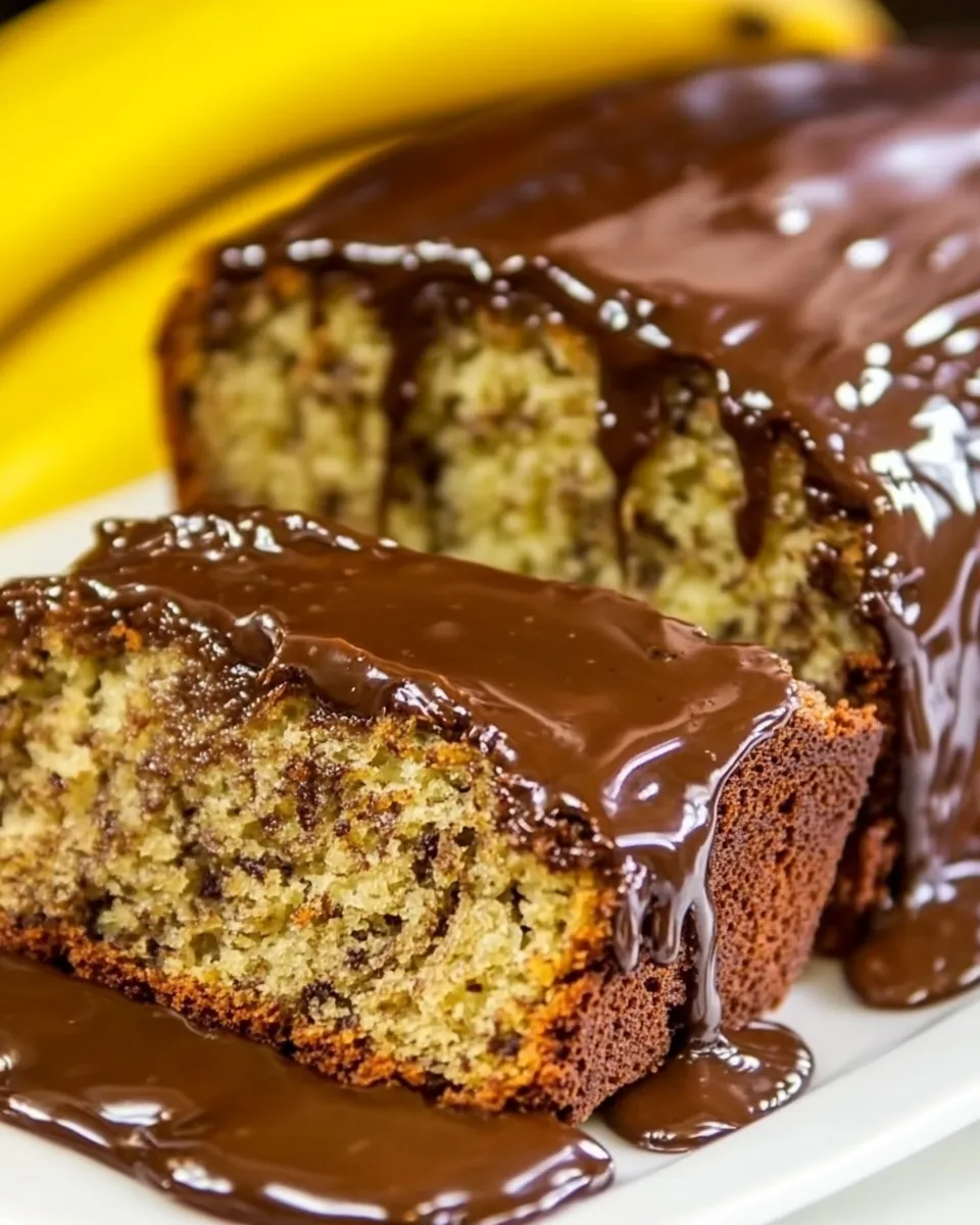 Delicious Banana Bread with Chocolate Glaze shot