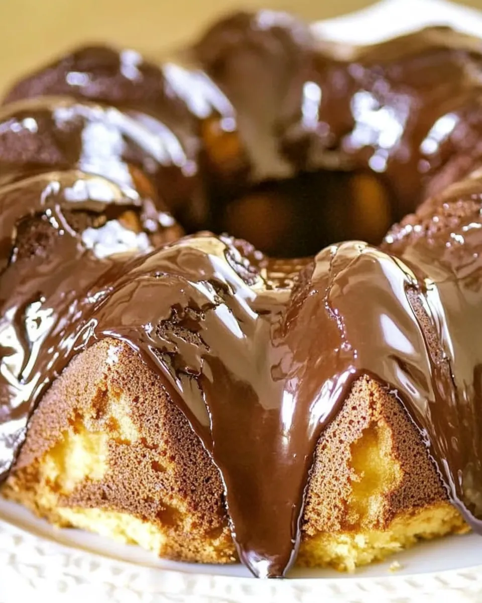 Homemade Banana Bundt Cake with Chocolate Glaze Recipe photo