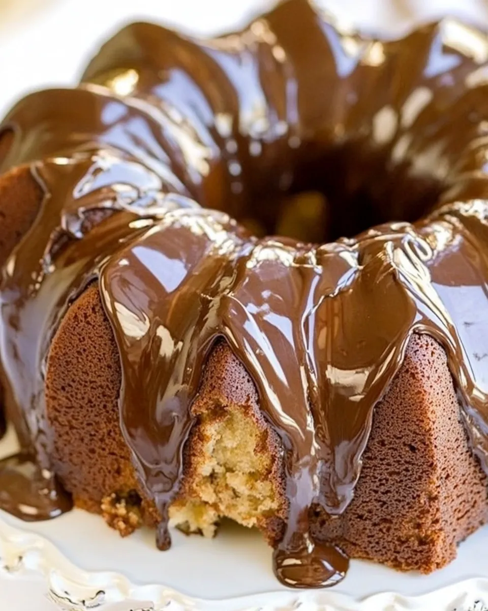 Classic Banana Bundt Cake with Chocolate Glaze Recipe image