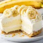 Delicious Banana Cream Cheesecake food shot